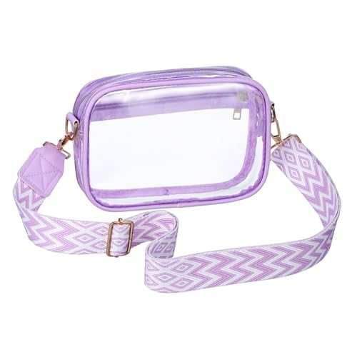 WESIEVYA Durchsichtige PVC Umhängetasche Damen Verstellbarer Schultergurt Multifunktionale Crossbody Tasche mit Mehreren Fächern für Alltag Sport Reisen Kleine Reisebeutel von WESIEVYA