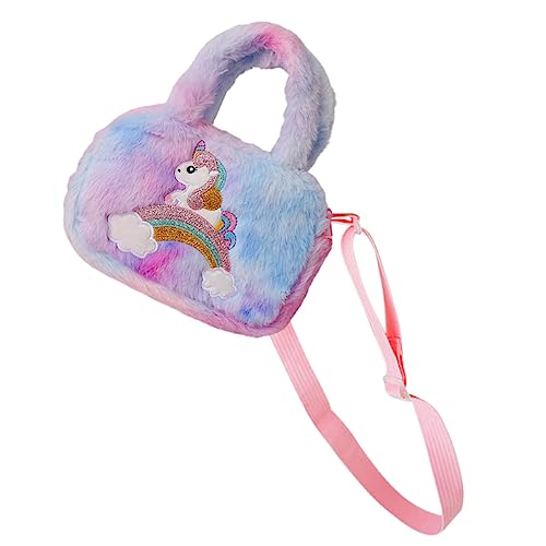 WESIEVYA Schultertasche Für Kinder Flauschige Geldbörse Mädchen Einhorn-Design Tasche Leicht Und Geräumig Für Ausflüge Und Schule von WESIEVYA