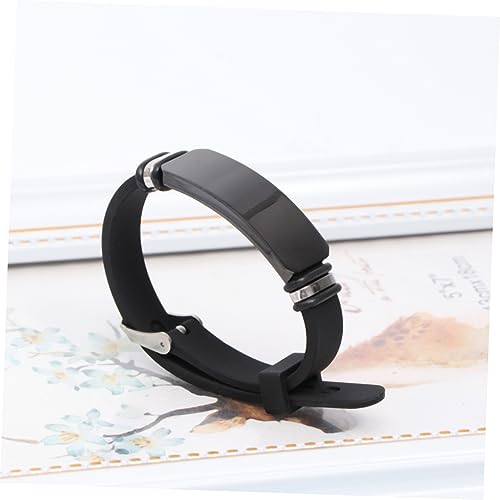 WESIEVYA Gebogenes Armband mit Schwarzem Silikonhandseil Langlebiges Modisches Wrist Jewelry für Damen und Herren Geeignet für Alltag Party und Reise von WESIEVYA