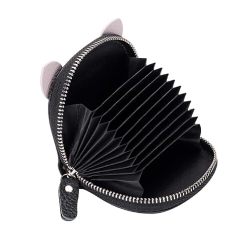 WESIEVYA Geldbörse Banktasche Geldbeutel Tragbarer Kartenorganisator Reißverschluss-Organizer scheckkarten-etui Card Sleeves Aufbewahrungstasche für Münzen Münzbeutel wechseln Pu Black von WESIEVYA