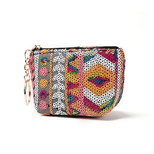 WESIEVYA Münzbörse Mit Reißverschluss Geldbeutel Für Damen Kleine Geldbörse Aus Praktische Aufbewahrungstasche Pailletten-Design Für Schicken Look von WESIEVYA
