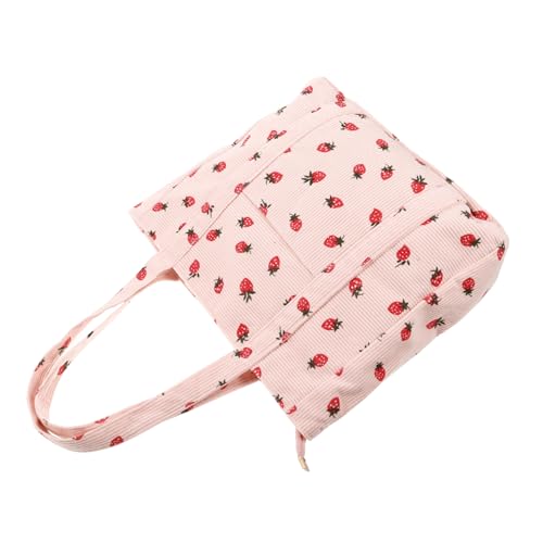 WESIEVYA Große Kapazität Strawberry Print Canvas Tote Bag Leichte Umhängetasche für Damen für Einkauf Schule und Reisen Süße Pinke Handtasche mit Robustem Design WESIEVYA Große Kapazität Strawberry Print Canvas Tote Bag Leichte Umhängetasche für Damen für Einkauf Schule und Reisen Süße Pinke Handtasche mit Robustem Design von WESIEVYA