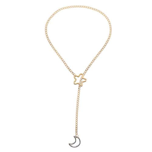 WESIEVYA -Halskette mit Mond- und Sternanhänger, Edelstahl, Schmuck für Mädchen und Frauen, Y-Halskette mit verstellbarer kubanischer Kette für Frauen WESIEVYA -Halskette mit Mond- und Sternanhänger, Edelstahl, Schmuck für Mädchen und Frauen, Y-Halskette mit verstellbarer kubanischer Kette für Frauen von WESIEVYA