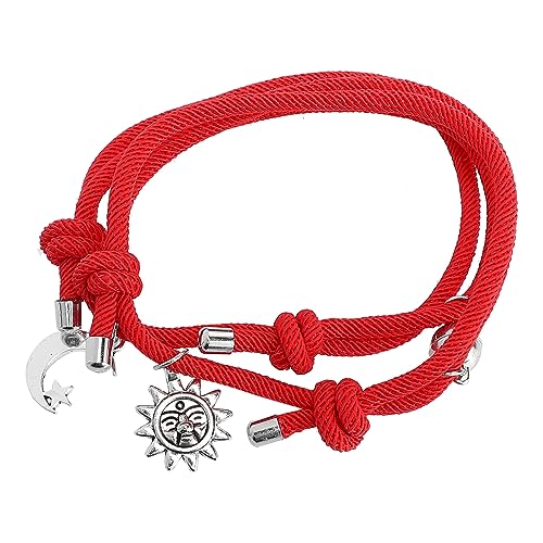 WESIEVYA Handgewebtes Sonne-mond-stern-armband Gewebtes Seilarmband Für Frauen Und Mädchen Minimalistischer Stil Mondarmband Und Sternarmband von WESIEVYA