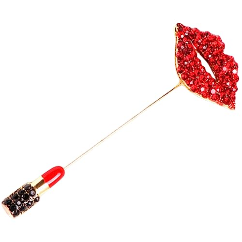 WESIEVYA Lipstick Brosche Für Damen Glitzernde Lippenstift Anstecknadel Mit Strass Für Kleidung Schals Und Hüte Elegante Dekoration Für Besondere Anlässe Und Alltag von WESIEVYA