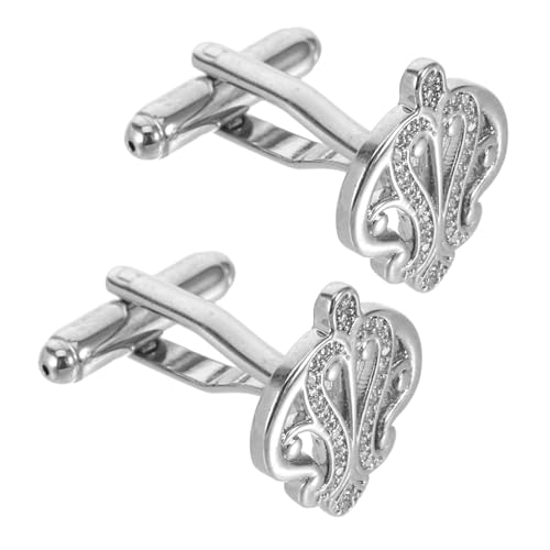 WESIEVYA Luxuriöse Herren Manschettenknöpfe Kronenform mit Funkelnden Strasssteinen Silberplattiertes Kupfer Langlebig und Glänzend Eleganter Verschluss für Business Hochzeit und Festliche von WESIEVYA