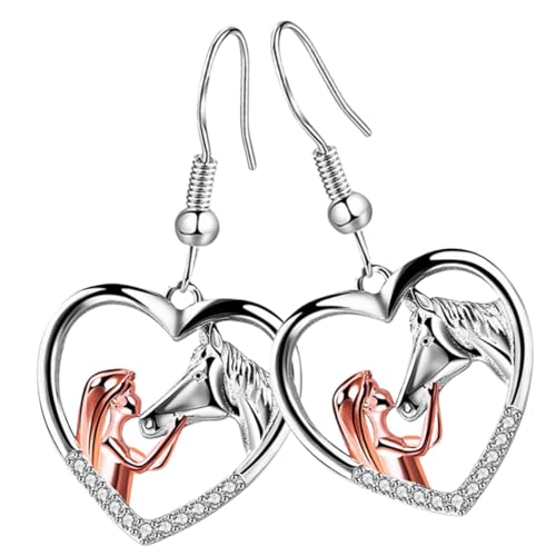 WESIEVYA Mädchen Ohrringe Pferde Design Leichtes Metalllegierung Ohrschmuck Kreatives Geschenk für Frauen und Pferdeliebhaber Alltag und Party von WESIEVYA