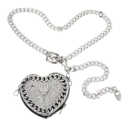 WESIEVYA Mini-hüfttasche Für Damen Mit Kette Strass-dekor Hüfttasche Kettentasche Hüfttasche Für Damen -Mode-kettentasche Mini-umhängetasche Tasche Für Frauen Und Mädchen von WESIEVYA
