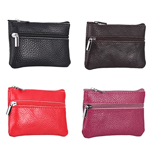 WESIEVYA Mini Münzbörse Für Damen Und Kompakte Handtasche Mit Reißverschluss Für Geld Münzen Und Karten Kaffeefarben Für Alltag von WESIEVYA