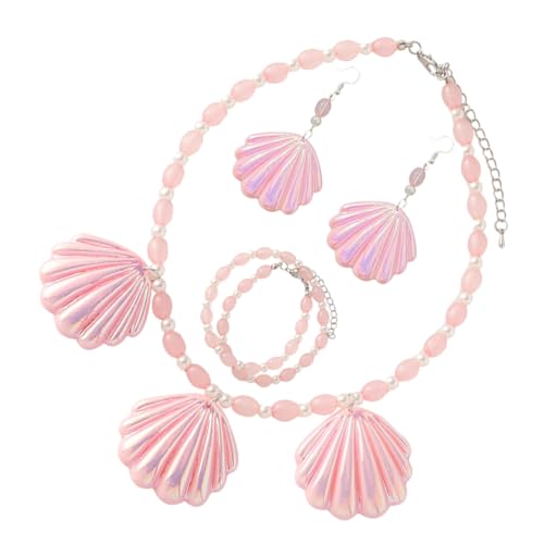 WESIEVYA Modisches Schmuckset Frauen Muschel Halskette Armband Ohrringe Perlen Schmuckset für Damen Elegantes für Partys Hochzeit Alltag von WESIEVYA