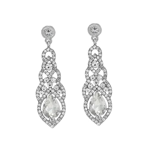 WESIEVYA 1 Paar Silberne Creolen Für Damen Tropfenförmige Kristallohrringe Im Boho-stil Für Damen Modeschmuck-accessoires von WESIEVYA