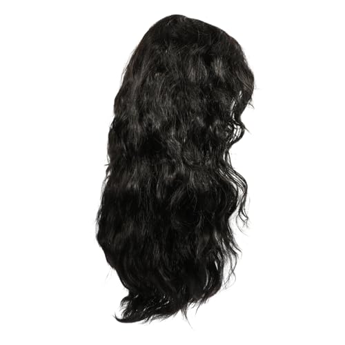 WESIEVYA Lange Schwarze Perücke Im 80er-jahre-stil Cosplay-party-perücke Herrenperücke Mit Synthetischem Haar Stylische Perücke Für Erwachsene von WESIEVYA