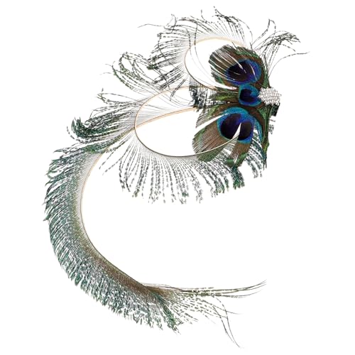 WESIEVYA Pfauen-fascinator-haarspange Für Damen Flapper-zubehör Im Retro-stil Mit Strasssteinen Verziert Leicht Und Einfach Anzubringen Für Every Anlass von WESIEVYA