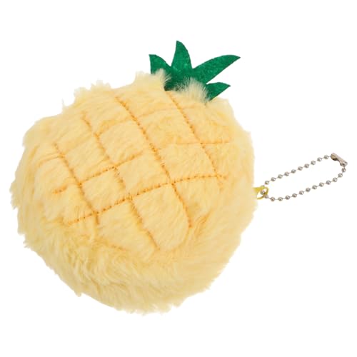 WESIEVYA Ananas Plüsch Geldbörse Für Junge Mädchen Weiche Plüsch Münztasche Kleiner Ananas Schlüsselanhänger Ausgestopft Und Flauschig Aufbewahrungstasche Für Rucksack von WESIEVYA