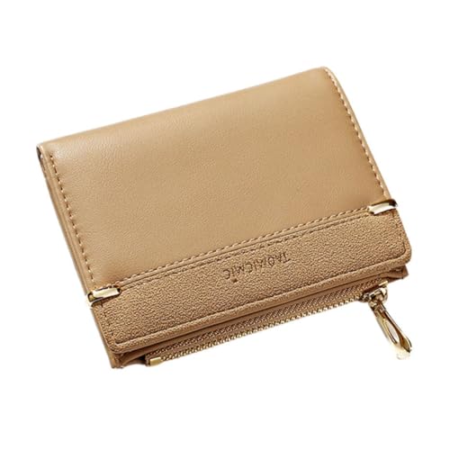 WESIEVYA Portable Pu Geldbörse Für Damen Multifunktionale Kurze Geldtasche Mit Reißverschluss Stilvolles Design Milchtee-Farbe Für Karten Bargeld Und Kleine Gegenstände von WESIEVYA