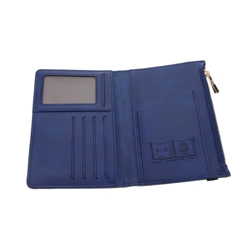 WESIEVYA RFID-passinhaber Pu-passhülle Herren-geldbörse Dekorative Kartenabdeckung Aufnahmekartenhalter Schlankes Gehäuse Geschmeidiger Kartenschutz Passkartenschutz Aluminiumlegierung Navy von WESIEVYA