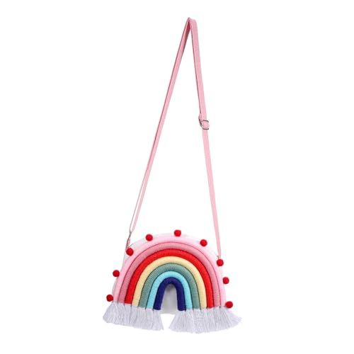 WESIEVYA Junge Mädchen Junge Mädchen Regenbogen Handtasche Kreative Umhängetasche Hängende Aufbewahrungstasche Taschendeko Hochwertiger Reißverschluss von WESIEVYA