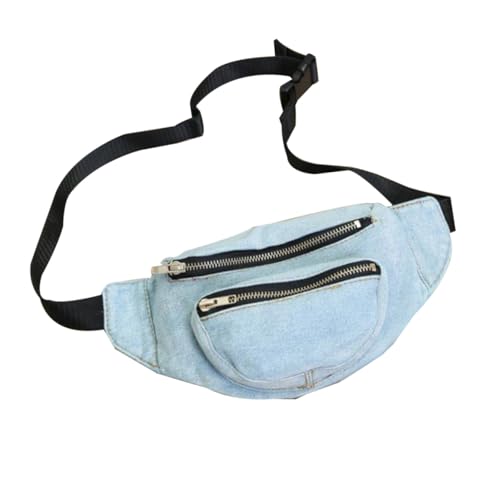 WESIEVYA Retro Denim Waist Bag Damen Crossbody Brusttasche Vielseitig Tragbar für Shopping Schule Reise Alltag Hellblau von WESIEVYA