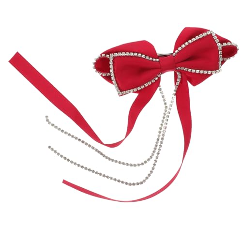 WESIEVYA Damen Haarklammer Mit Schleifen-design Große Haarschmuck Für Hochzeit Geburtstag Festlichkeiten Rote Funkelnde Haarspange Aus Strapazierfähigem Material Für Dickes Haar von WESIEVYA