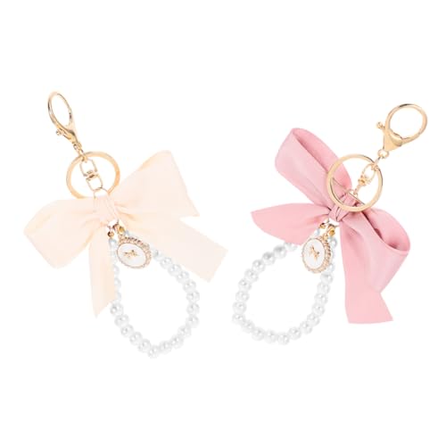 WESIEVYA 2er Satz Schlüsselanhänger Mit Schleife Taschenanhänger Schlüsselring-Ornament Ästhetisches Schlüsselanhänger Für Damen von WESIEVYA