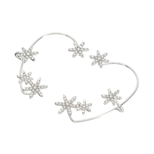WESIEVYA Schneeflocken Ohrklemme Damen Ohrclip Ohrring Piercing Strass Ear Cuff Leicht Tragbar Komfortabel Modisches Accessoire für Frauen und Mädchen von WESIEVYA