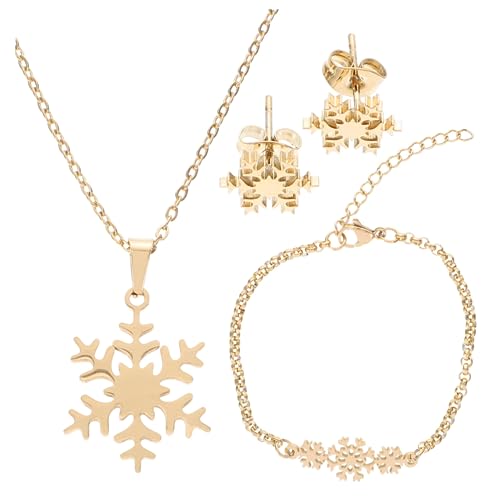 WESIEVYA Schneeflocken Ohrstecker und Edelstahl Choker Halskette Filigranes Design Langlebig Elegant Schmuckset für Damen Festliche Anlässe und Alltag Geeignet von WESIEVYA