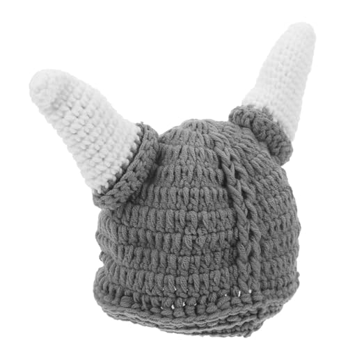 WESIEVYA Lovely Ox Horn Mütze Wolle Für Junge Mädchen Warmer Gestrickter Beanie-Hut Für Herbst Winter Für Junge Mädchen Und Kleinkinder von WESIEVYA