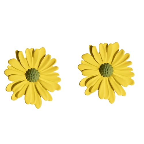 WESIEVYA Silber Nadel Ohrringe Kleine Gelbe Blume Ohrstecker Damen Modischer Blütenform Schmuck Für Frauen Alltag Party von WESIEVYA