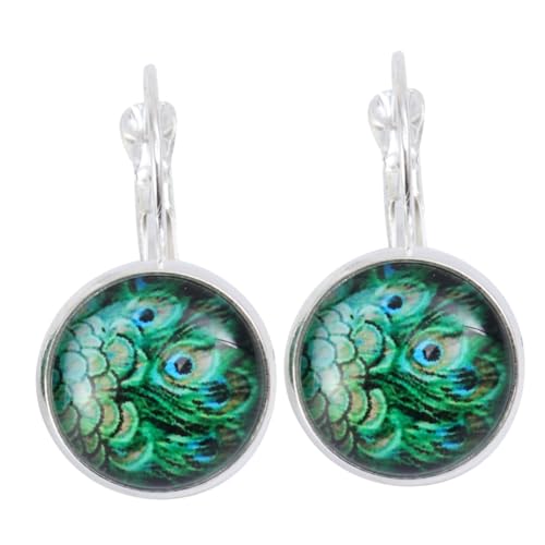 WESIEVYA Silberne Federohrringe Retro Stil Leichte Alloy Ohrhänger mit Glas Modische Damen Ohrringe für Party Reise Shopping Langlebig und Hautfreundlich von WESIEVYA