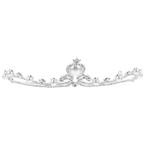 WESIEVYA Silberne Wasserdiamant Tiara Braut Haarschmuck mit Perlen Langlebiges Stabiles Design für Hochzeit Geburtstag Party und Festliche Anlässe von WESIEVYA