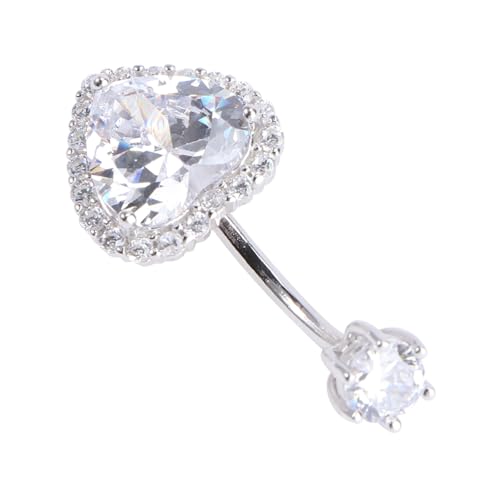 WESIEVYA Sterling Silber Nabelring mit Herzmotiv und Funkelndem Zirkonia Bauchnabelpiercing Schmuck für Damen Modisches Bequemes Piercing für Party und Festival von WESIEVYA