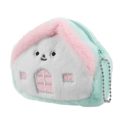 WESIEVYA Münzgeldbeutel Hausform Plüsch Schlüsselanhänger Kleine Geldbörse Kartenhalter Kopfhörertasche Organisierter Aufbewahrungsschlüsselbeutel Für Frauen Reisen Arbeit Schule von WESIEVYA