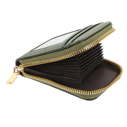 WESIEVYA Zipper Wallet Card Bag Multifunktionaler Tragbarer Kartenhalter Pu Für Zuhause Büro Und Unterwegs Sicheres Kartenetui Elegantem Design Dunkelgrün von WESIEVYA