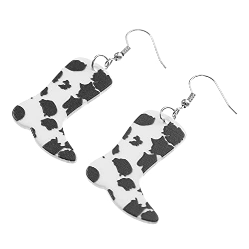 WESIEVYA Ohrringe Für Damen Baumelnde Ohrringe Mit Kuhfellmuster Haken-ohrringe Aus Acryl Statement-ohrringe in Stiefelform Für Mädchen Und Teenager von WESIEVYA