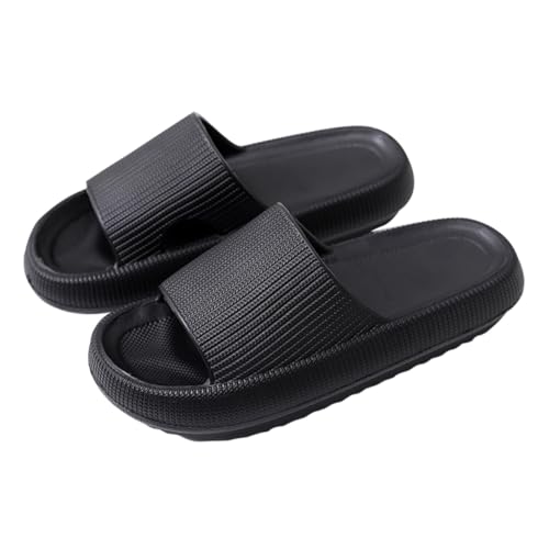 WESIEVYA Unisex Massage badeschuhe aus Atmungsaktivem Material Rutschfeste Dicke Hausschuhe für Sommer Badezimmer Pool und Freizeit Komfortable Slipper in Schwarz von WESIEVYA