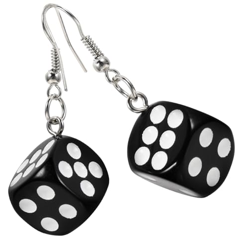 WESIEVYA Witzige Würfel Ohrringe Damen Dangle Ohranhänger Schwarz Handgefertigt Leicht Party Schmuck Geschenk von WESIEVYA