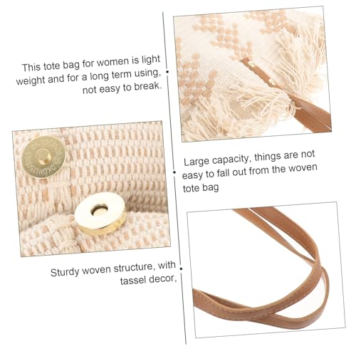 WESIEVYA Woven Tassel Schultertasche Damen Large Capacity Gewebte Tragetasche Leicht Langlebig Handtasche für Alltag und Freizeit Stylish und Praktisch von WESIEVYA