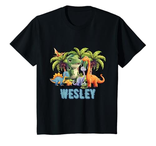 Kinder Dinosaurier Dino Trex Personalisierter Wesley T-Shirt Kinder Dinosaurier Dino Trex Personalisierter Wesley T-Shirt von WESLEY Name Baby Boy Toddler Personalized Gifts