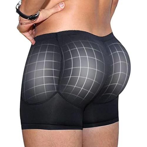 WESLNN Männer Gepolsterte Unterwäsche Shaper Shorts Shapewear Po und Seite 4 Abnehmbare Pads Schlankheits-Boxershorts(L) von WESLNN