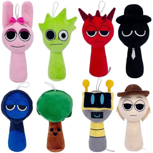 WESOPAN Sprunki-Plüschtier, 8 Stück Sprunky Wenda Sprunki graue Plüschtiere, Sprunk weiche Stofftiere Puppen für Fans Jungen und Mädchen (8PCS A) von WESOPAN