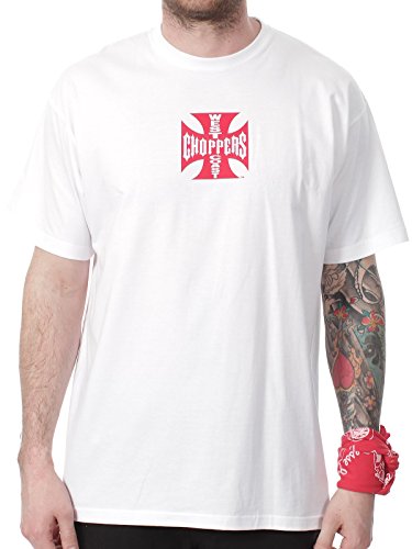 WCC West Coast Choppers T-Shirt Iron Cross Red Logo White-XXL von WEST COAST CHOPPERS