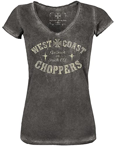 WEST COAST CHOPPERS Damen T-Shirt Go Fast V Neck, Farbe:Black, Größe:S von WEST COAST CHOPPERS