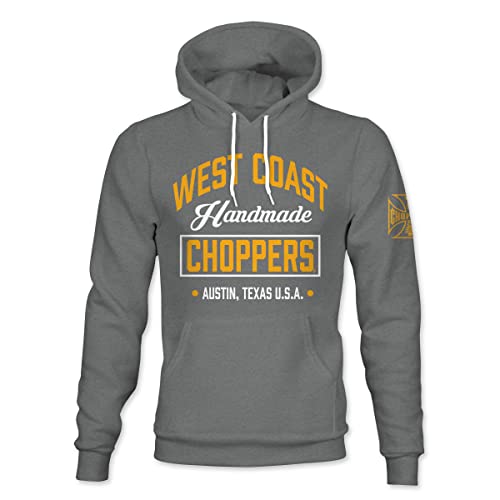 WEST COAST CHOPPERS Herren Kapuzenpullover Handmade, Farbe:Grey Melange, Größe:S von WEST COAST CHOPPERS