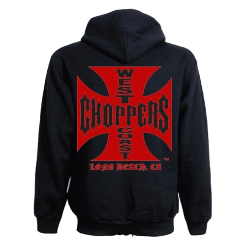 WEST COAST CHOPPERS Herren Zip Hoodie Red OG Classic, Farbe:Black, Größe:3XL von WEST COAST CHOPPERS