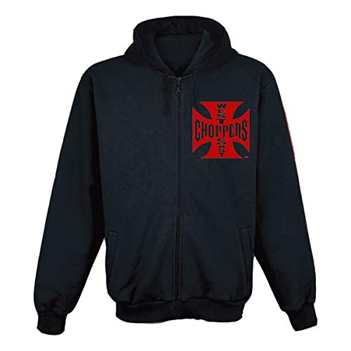 WEST COAST CHOPPERS Herren Zip Hoodie Red OG Cross, Größe:S, Farbe:Black von WEST COAST CHOPPERS