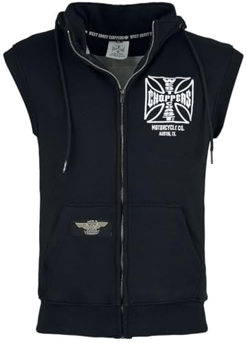 WEST COAST CHOPPERS WCC OG ATX Sleeveless Zip Hoodie Männer Weste schwarz 3XL von WEST COAST CHOPPERS