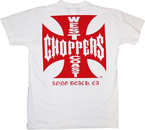 WEST COAST CHOPPERS WCC T-Shirt Iron Cross Red Logo White-S von WEST COAST CHOPPERS