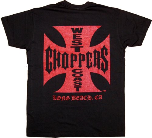 WEST COAST CHOPPERS WCC T-Shirt Iron Cross Red Logo schwarz-L von WEST COAST CHOPPERS