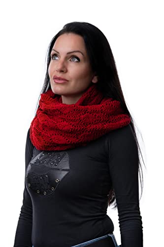 WEST COAST KNITWEAR Damen 100% feine Merinowolle Strickschal Loop Schal Schlauchschal Warm Winter Schlauchschal Gr. One size, Violett - Red von WEST COAST KNITWEAR