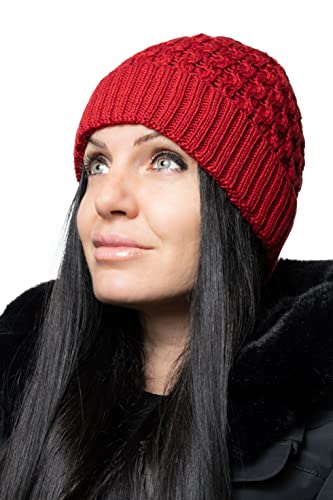 WEST COAST KNITWEAR Unisex Beanie 100% Merinowolle Mütze Weich und Warm Wintermütze, rot, One Size von WEST COAST KNITWEAR